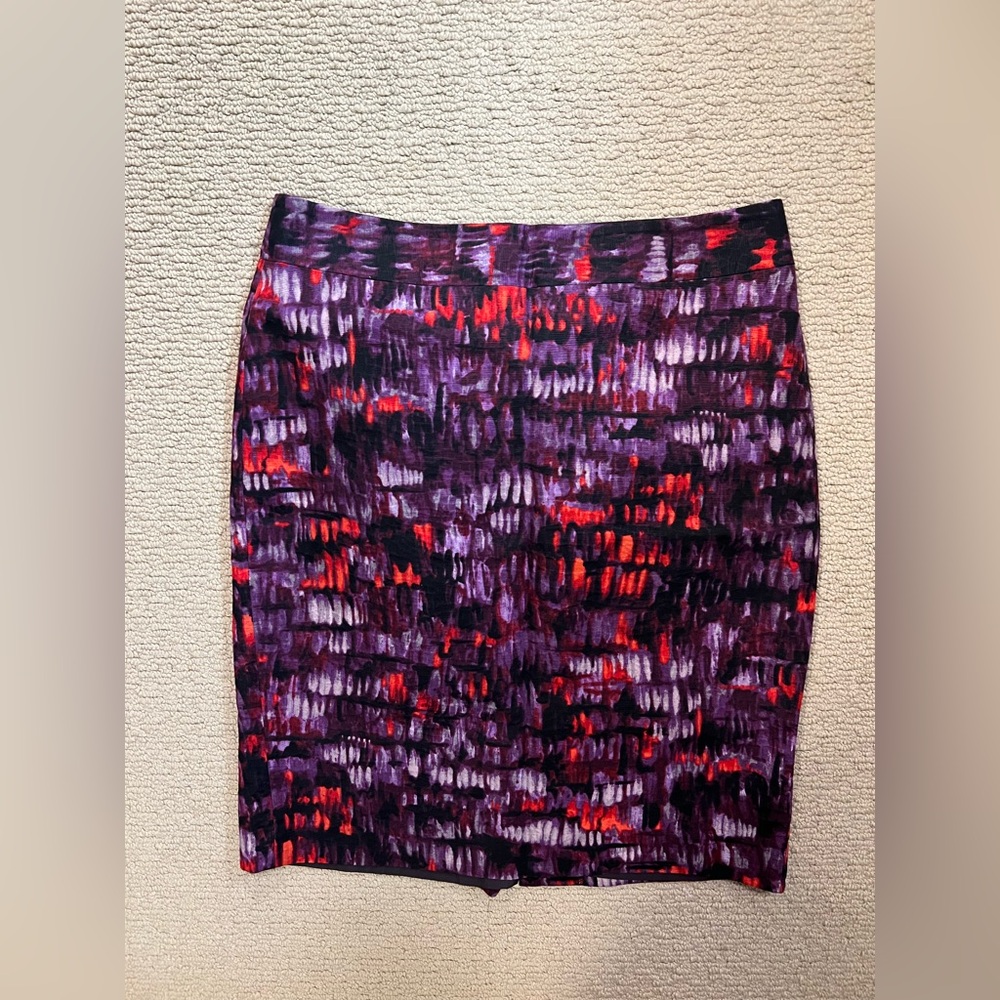 Ann Taylor Purple and Red Pencil Skirt